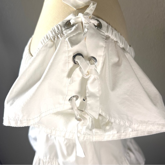 REBECCA TAYLOR White Flared Shoulder Nautical Stretchy Top White Good Condition - Picture 5 of 8